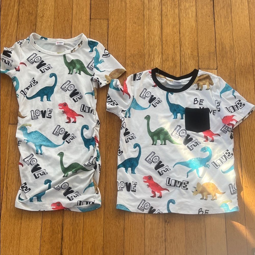 Brother & Sister Dinosaur Print matching outfits